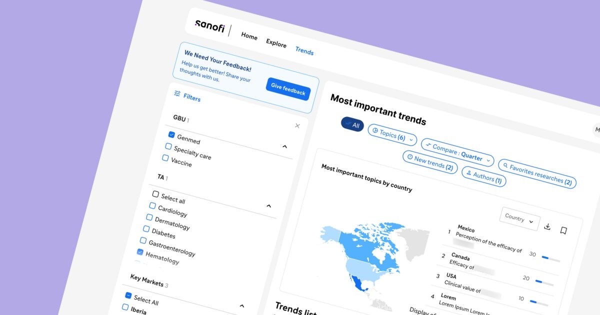 AI analytics dashboard for Sanofi medical teams